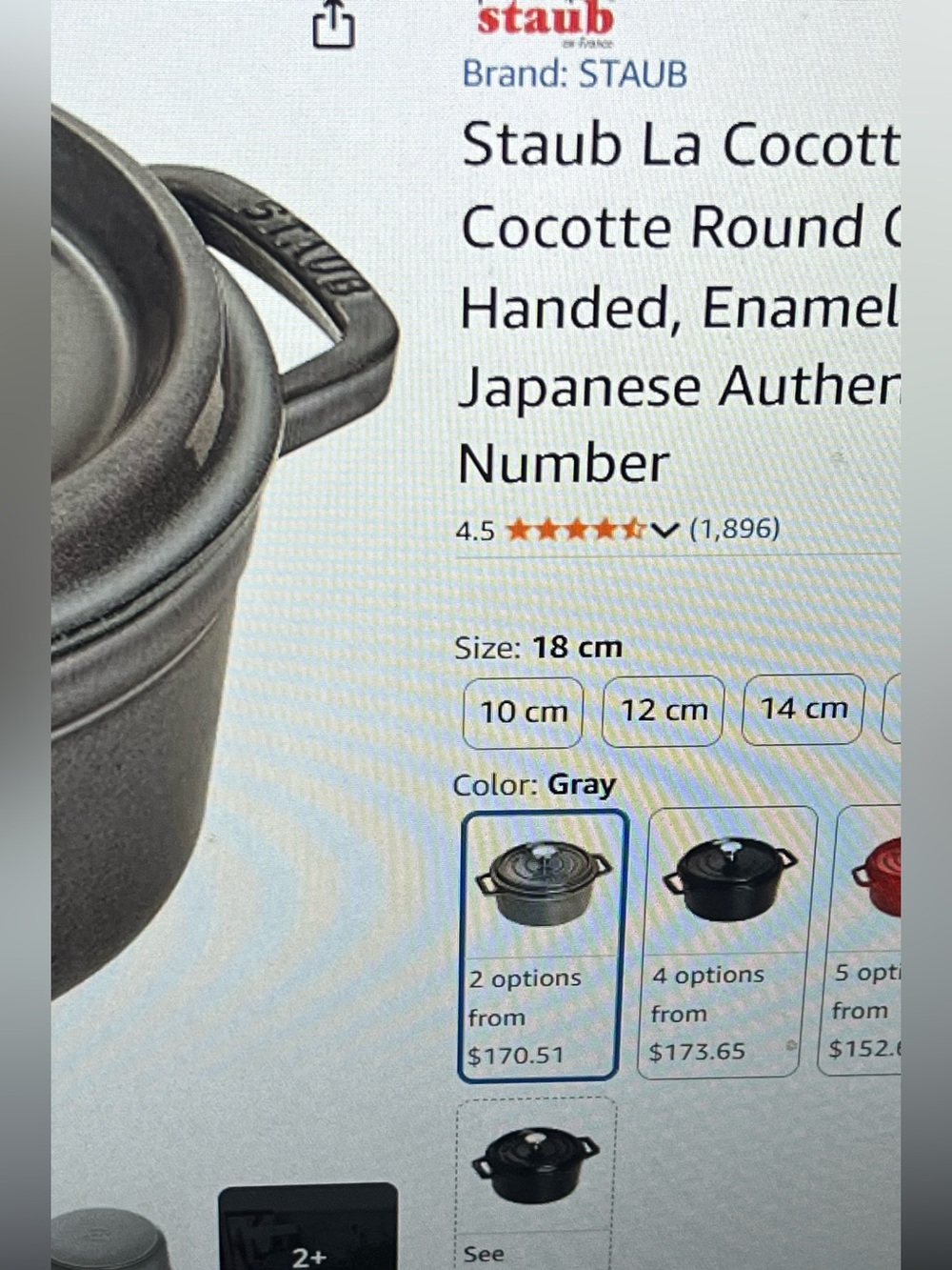 Staub La Cocotte Round cast iron pot with lid, 7 inches, 1.75 quarts, damaged - Picture 10 of 12